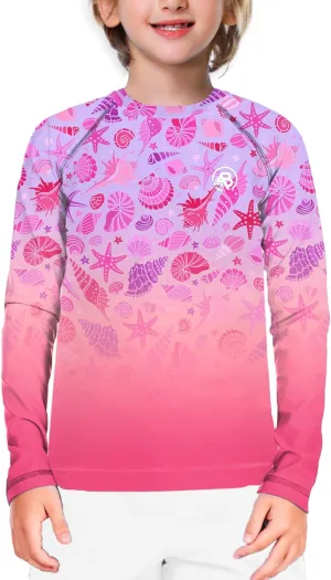 AOBUTE Unisex Kids Rash Guard Long Sleeve SPF 50  Sun Shirt UV Protection Swim Shirts 3-12 Years