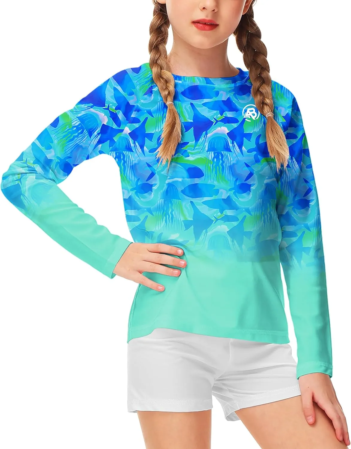 AOBUTE Unisex Kids Rash Guard Long Sleeve SPF 50  Sun Shirt UV Protection Swim Shirts 3-12 Years