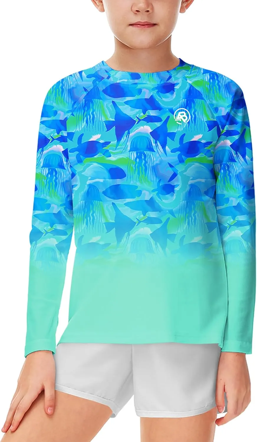 AOBUTE Unisex Kids Rash Guard Long Sleeve SPF 50  Sun Shirt UV Protection Swim Shirts 3-12 Years
