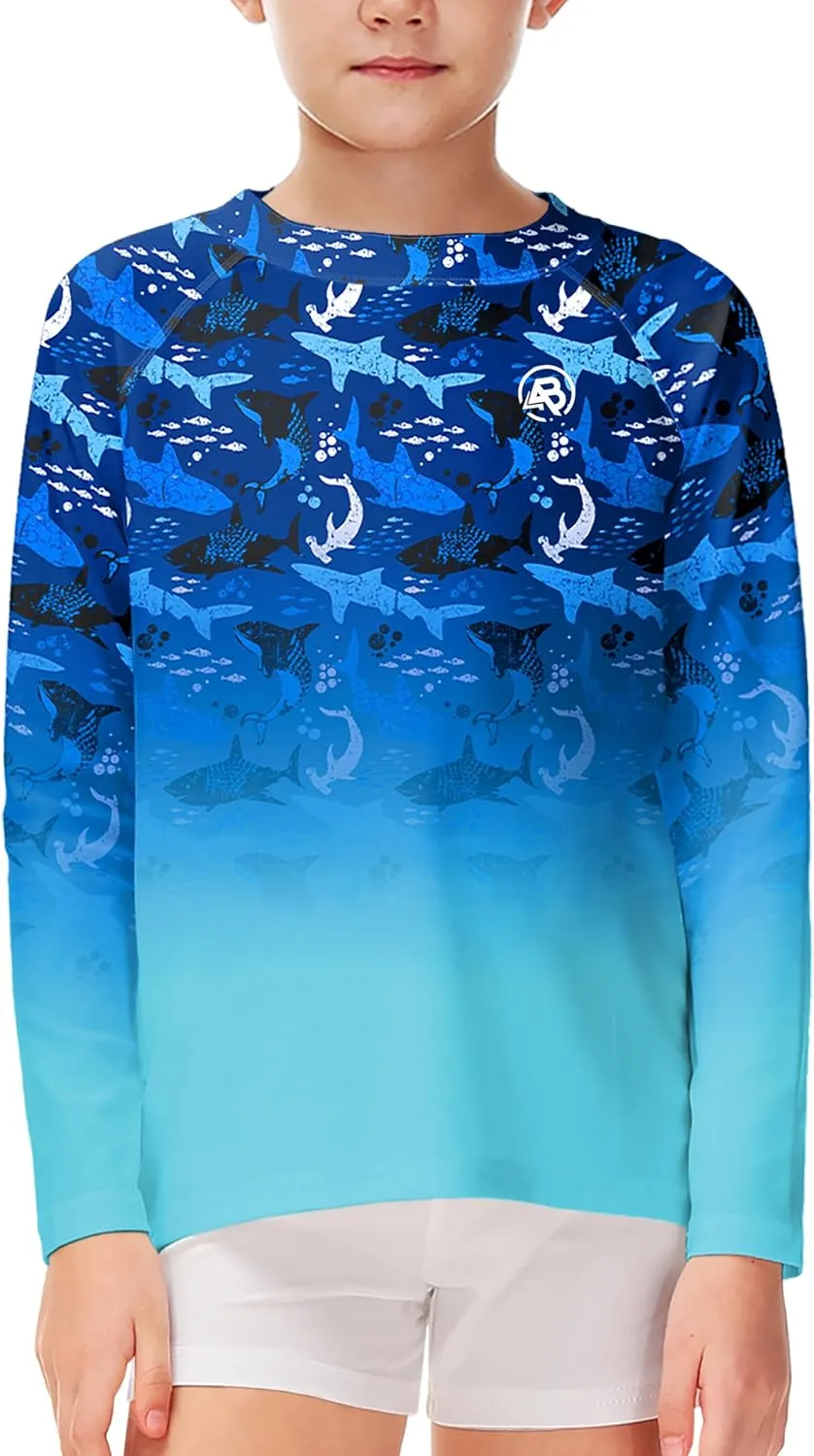 AOBUTE Unisex Kids Rash Guard Long Sleeve SPF 50  Sun Shirt UV Protection Swim Shirts 3-12 Years