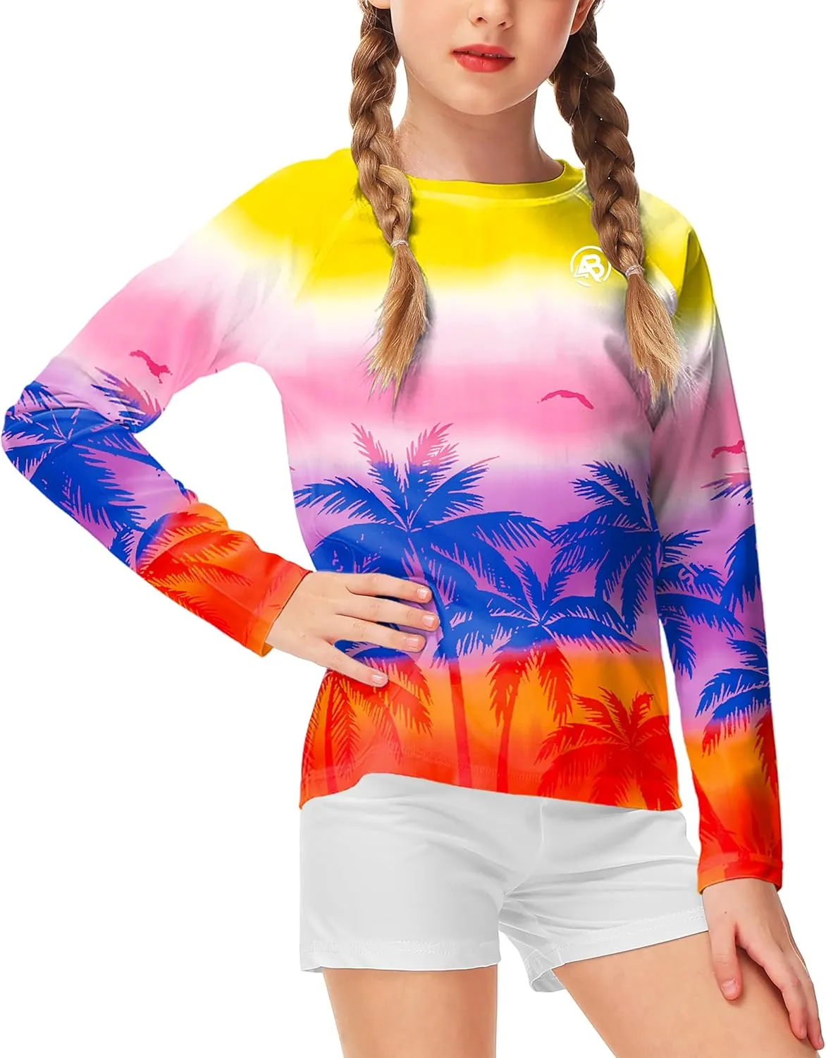 AOBUTE Unisex Kids Rash Guard Long Sleeve SPF 50  Sun Shirt UV Protection Swim Shirts 3-12 Years