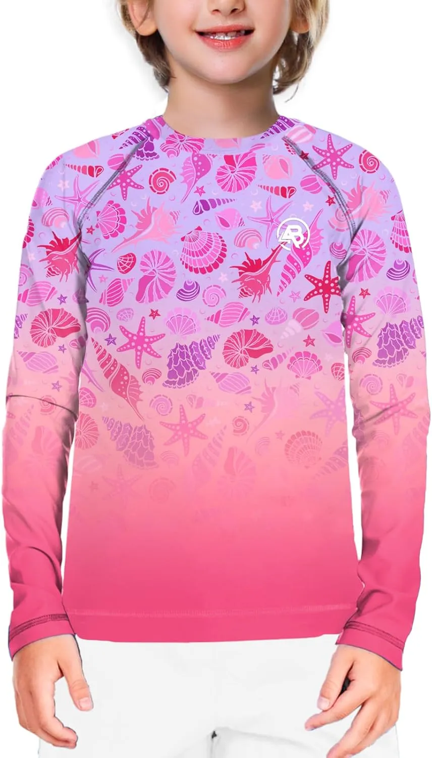 AOBUTE Unisex Kids Rash Guard Long Sleeve SPF 50  Sun Shirt UV Protection Swim Shirts 3-12 Years