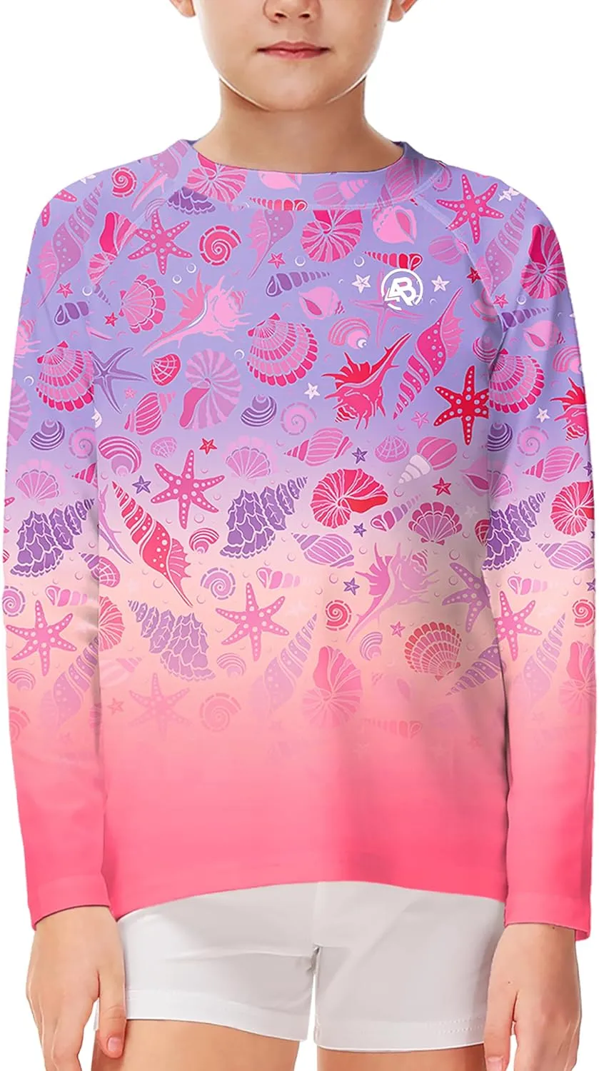 AOBUTE Unisex Kids Rash Guard Long Sleeve SPF 50  Sun Shirt UV Protection Swim Shirts 3-12 Years
