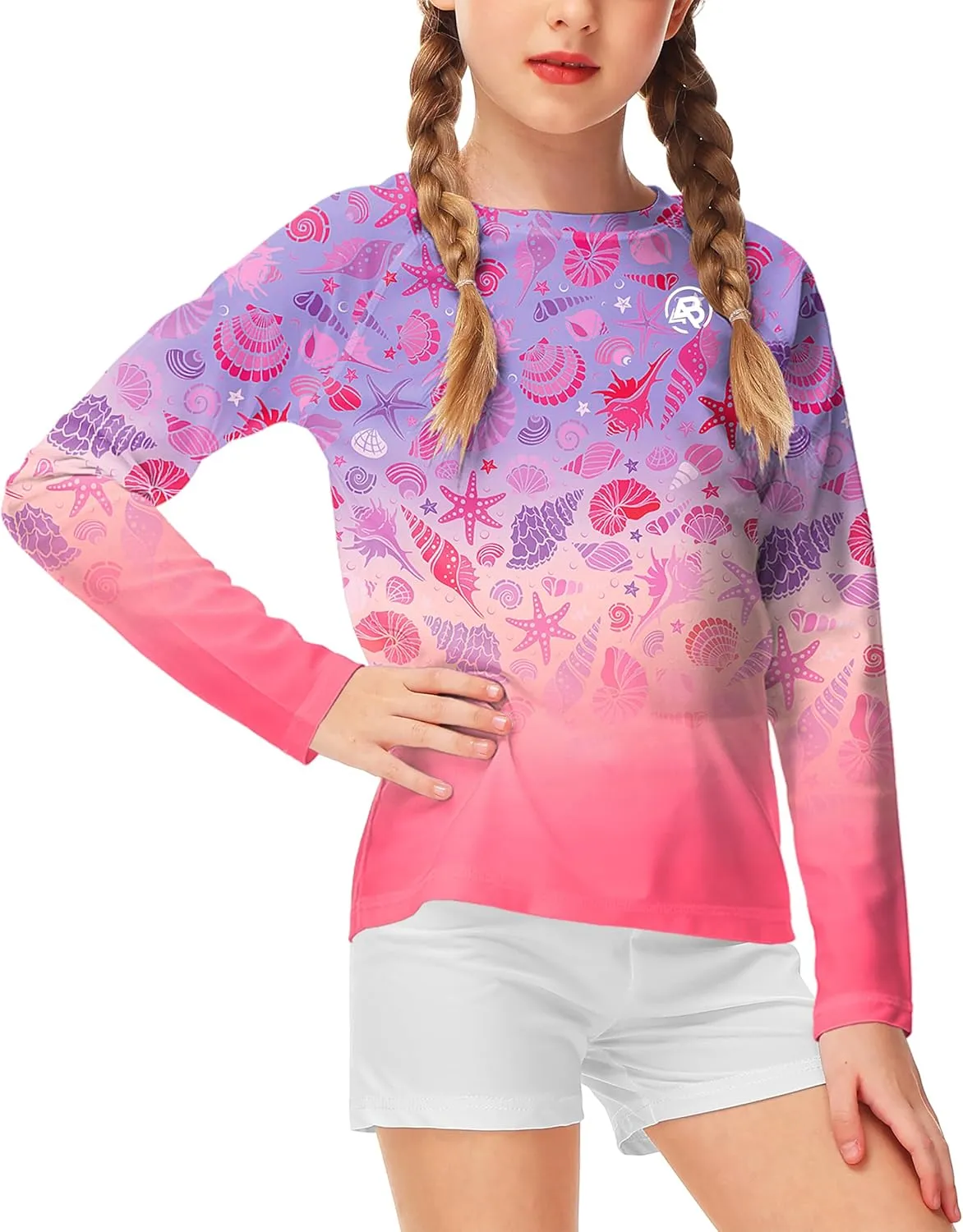 AOBUTE Unisex Kids Rash Guard Long Sleeve SPF 50  Sun Shirt UV Protection Swim Shirts 3-12 Years