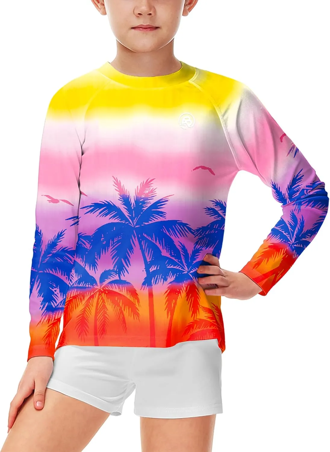AOBUTE Unisex Kids Rash Guard Long Sleeve SPF 50  Sun Shirt UV Protection Swim Shirts 3-12 Years