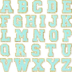 Aqua Self Adhesive Chenille Letters Patches