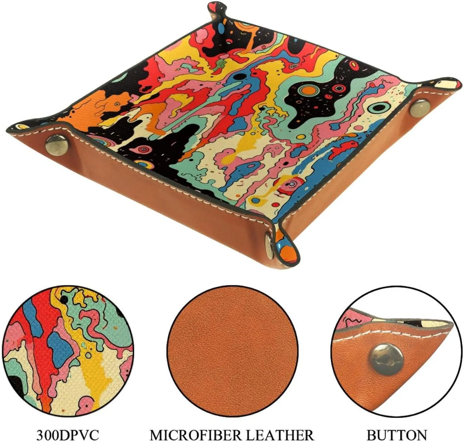Art Abstract Watercolor Jewelry Drawer Organizer Tray, Small Stacking Tray for Women and Girls, Bracelet, Earring, and Ring Storage