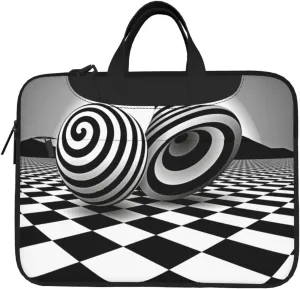 Art Black White Optical Illusion Laptop Bag Lightweight Notebook Bag Fashion Business Briefcase 13"/14"/15.6"