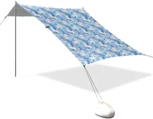 Art Horses Blue Beach Tent UPF50  Lightweight Portable Sun Shelter with Sandbags, Sand Shovel, Poles for Family Trips, Picnics & Camping