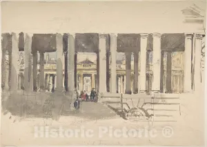 Art Print : David Cox - Greenwich Hospital (Recto); Study of a Building (Verso) : Vintage Wall Décor : 24in x 16in
