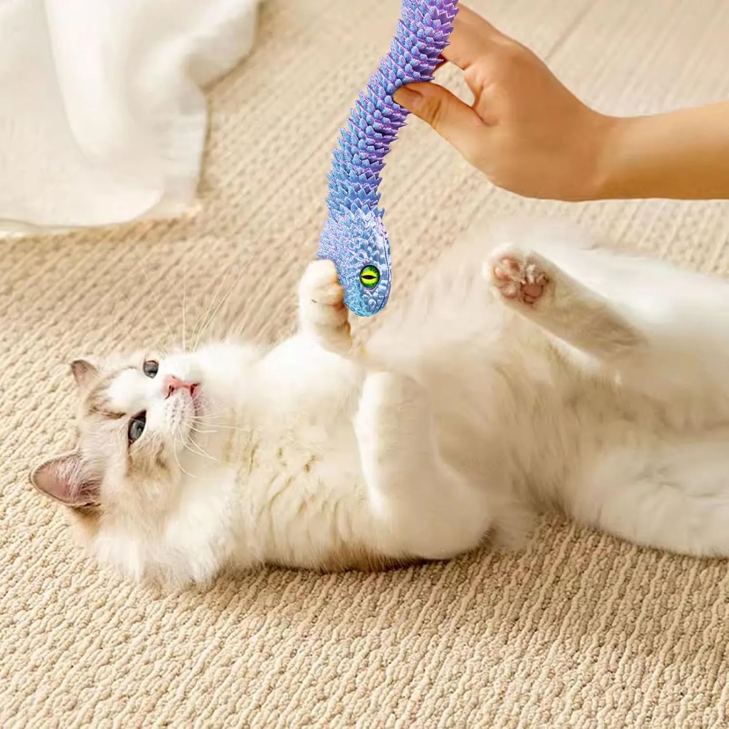 ATESSON 3D Printed Animals,3D Printed Snake Flexible Joints 30" 3D Snake,3D Printed Toys,Home Office Classroom Decor Executive Desk 3D Printed Fidget Toys (75CM Phantom Blue)
