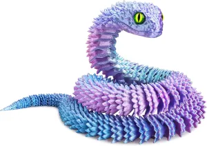ATESSON 3D Printed Animals,3D Printed Snake Flexible Joints 30" 3D Snake,3D Printed Toys,Home Office Classroom Decor Executive Desk 3D Printed Fidget Toys (75CM Phantom Blue)