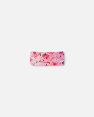 Athletic Headband Gradient Pink Printed Big Flowers