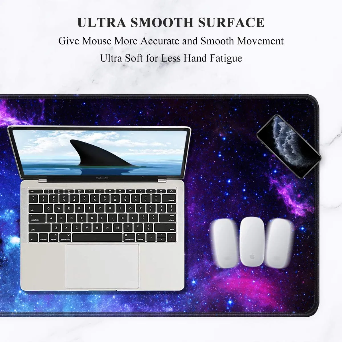 Auhoahsil Large Mouse Pad, XXL Gaming Mousepad, Desk Mat for Desktop, Thick Rubber, Big & Long Size, Stitched Edges, Full Desk Pad for Laptop & Computer, Extended 35.4 x 15.7 in, Amazing Galaxy