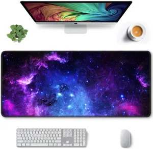 Auhoahsil Large Mouse Pad, XXL Gaming Mousepad, Desk Mat for Desktop, Thick Rubber, Big & Long Size, Stitched Edges, Full Desk Pad for Laptop & Computer, Extended 35.4 x 15.7 in, Amazing Galaxy