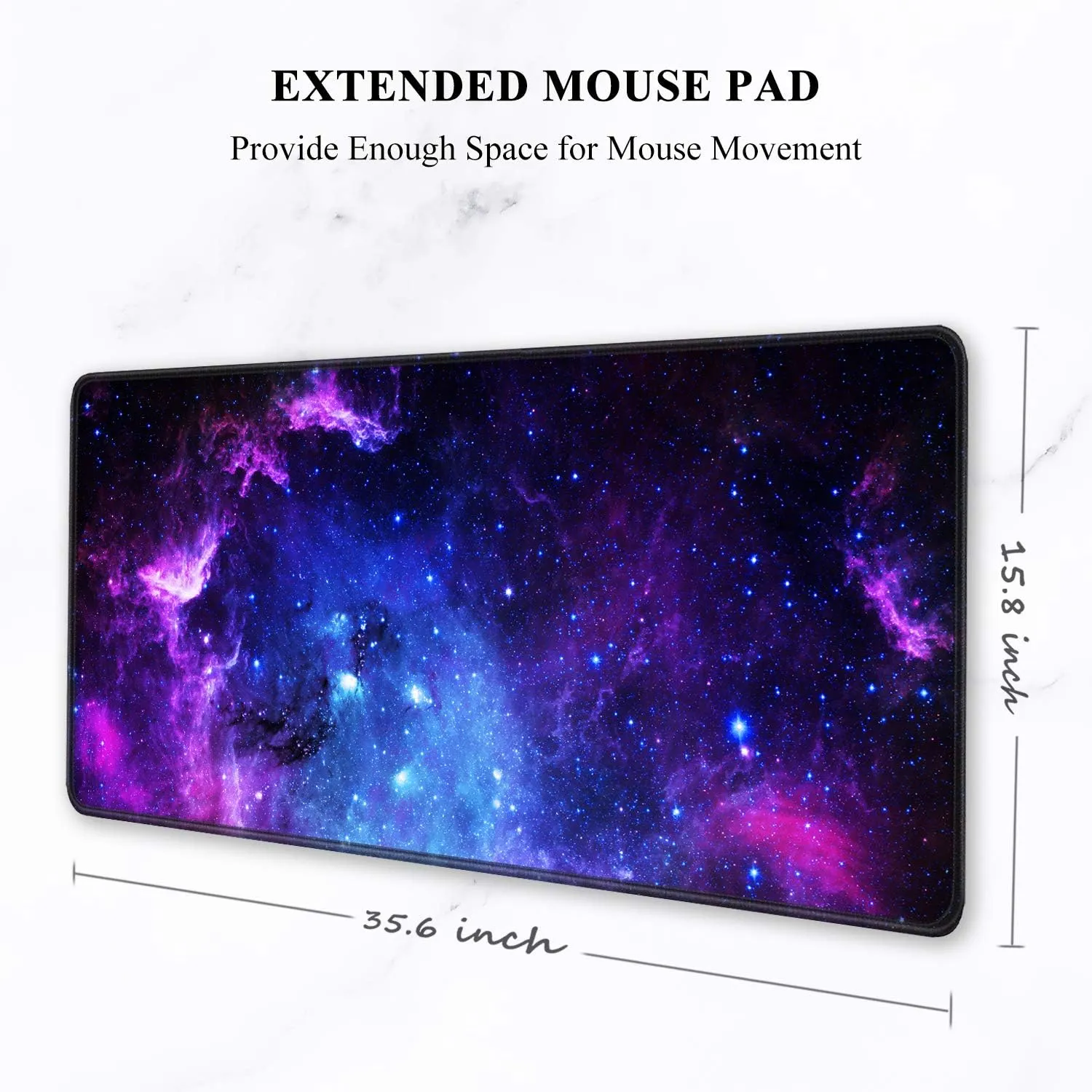 Auhoahsil Large Mouse Pad, XXL Gaming Mousepad, Desk Mat for Desktop, Thick Rubber, Big & Long Size, Stitched Edges, Full Desk Pad for Laptop & Computer, Extended 35.4 x 15.7 in, Amazing Galaxy
