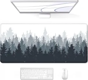Auhoahsil Large Mouse Pad, XXL Gaming Mousepad, Desk Mat for Desktop, Thick Rubber, Big & Long Size, Stitched Edges, Full Desk Pad for Laptop & Computer, Extended 35.4 x 15.7 in, Ink Misty Forest