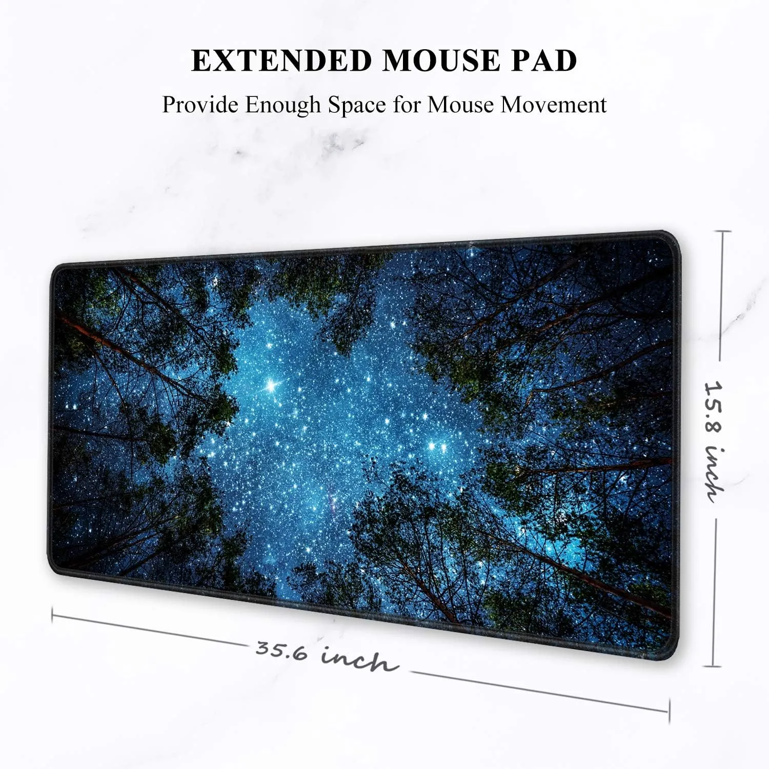 Auhoahsil Large Mouse Pad, XXL Gaming Mousepad, Desk Mat for Desktop, Thick Rubber, Big & Long Size, Stitched Edges, Full Desk Pad for Laptop & Computer, Extended 35.4 x 15.7 in, Silent Night Sky