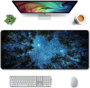 Auhoahsil Large Mouse Pad, XXL Gaming Mousepad, Desk Mat for Desktop, Thick Rubber, Big & Long Size, Stitched Edges, Full Desk Pad for Laptop & Computer, Extended 35.4 x 15.7 in, Silent Night Sky