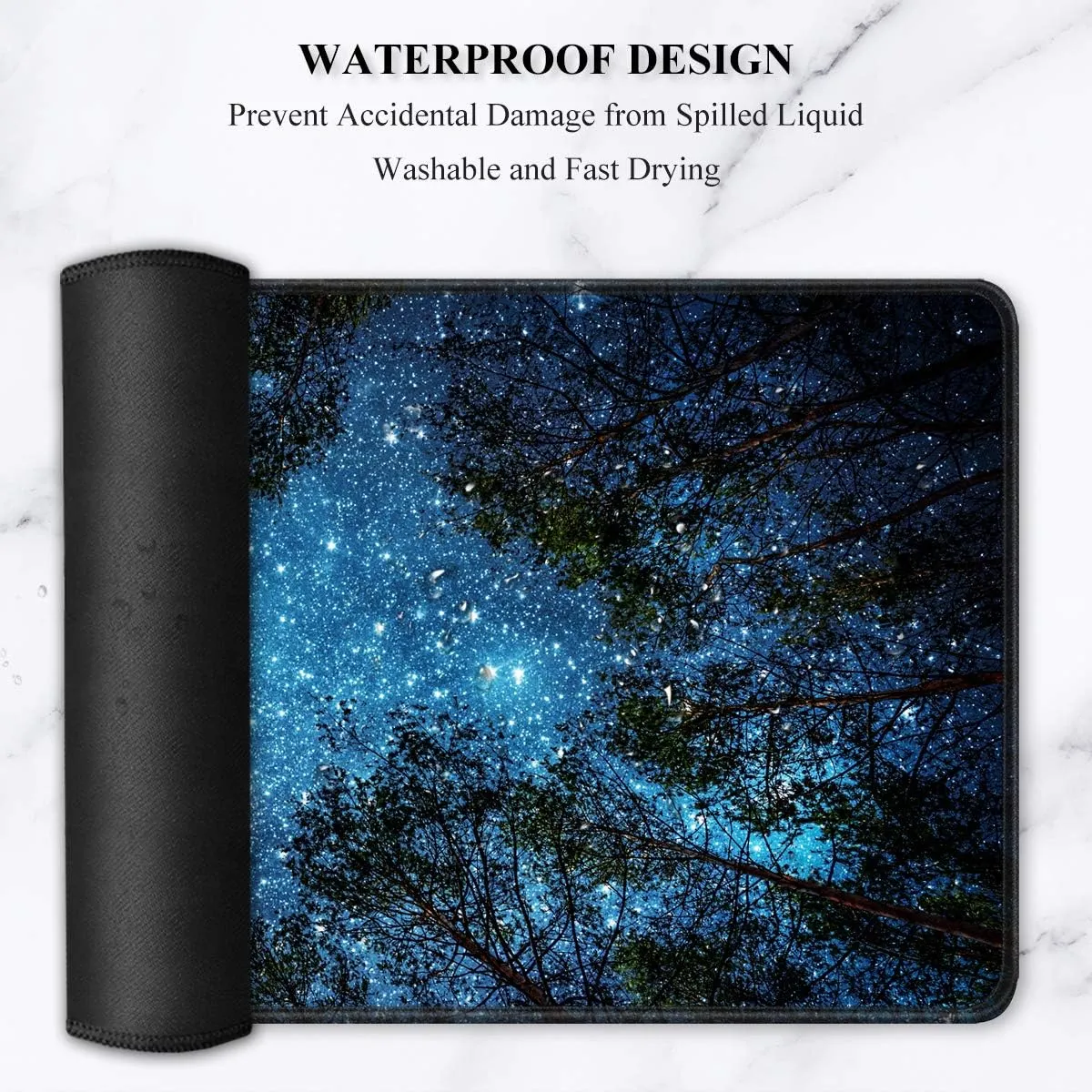 Auhoahsil Large Mouse Pad, XXL Gaming Mousepad, Desk Mat for Desktop, Thick Rubber, Big & Long Size, Stitched Edges, Full Desk Pad for Laptop & Computer, Extended 35.4 x 15.7 in, Silent Night Sky
