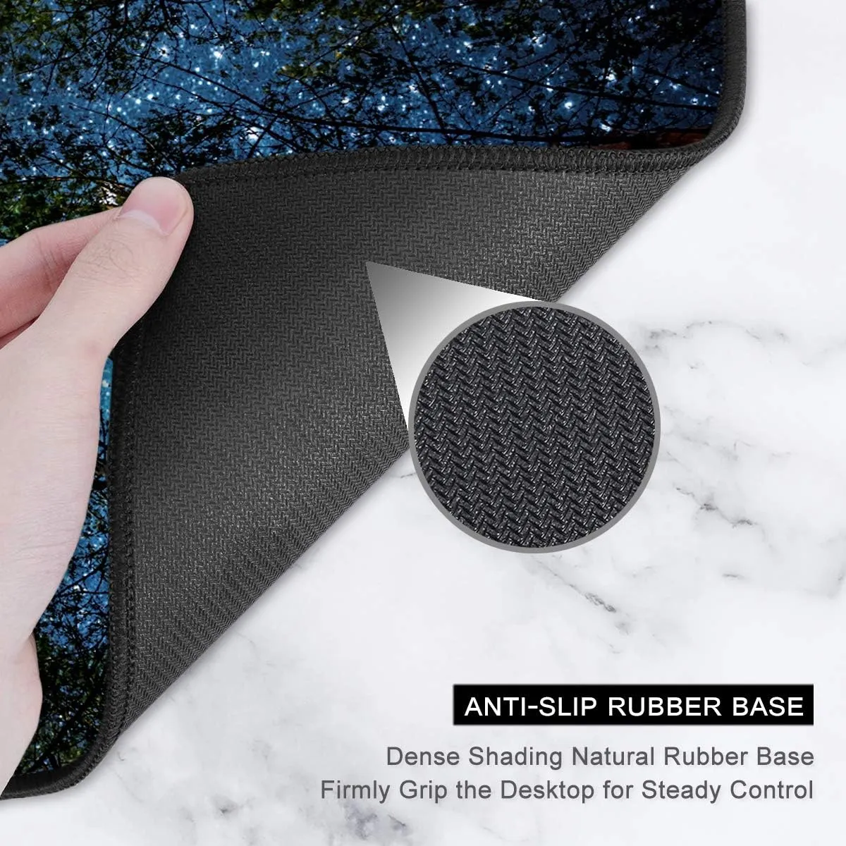 Auhoahsil Large Mouse Pad, XXL Gaming Mousepad, Desk Mat for Desktop, Thick Rubber, Big & Long Size, Stitched Edges, Full Desk Pad for Laptop & Computer, Extended 35.4 x 15.7 in, Silent Night Sky
