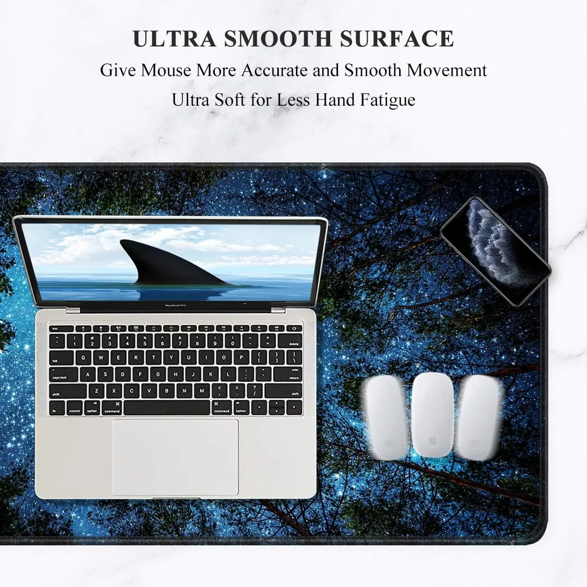 Auhoahsil Large Mouse Pad, XXL Gaming Mousepad, Desk Mat for Desktop, Thick Rubber, Big & Long Size, Stitched Edges, Full Desk Pad for Laptop & Computer, Extended 35.4 x 15.7 in, Silent Night Sky