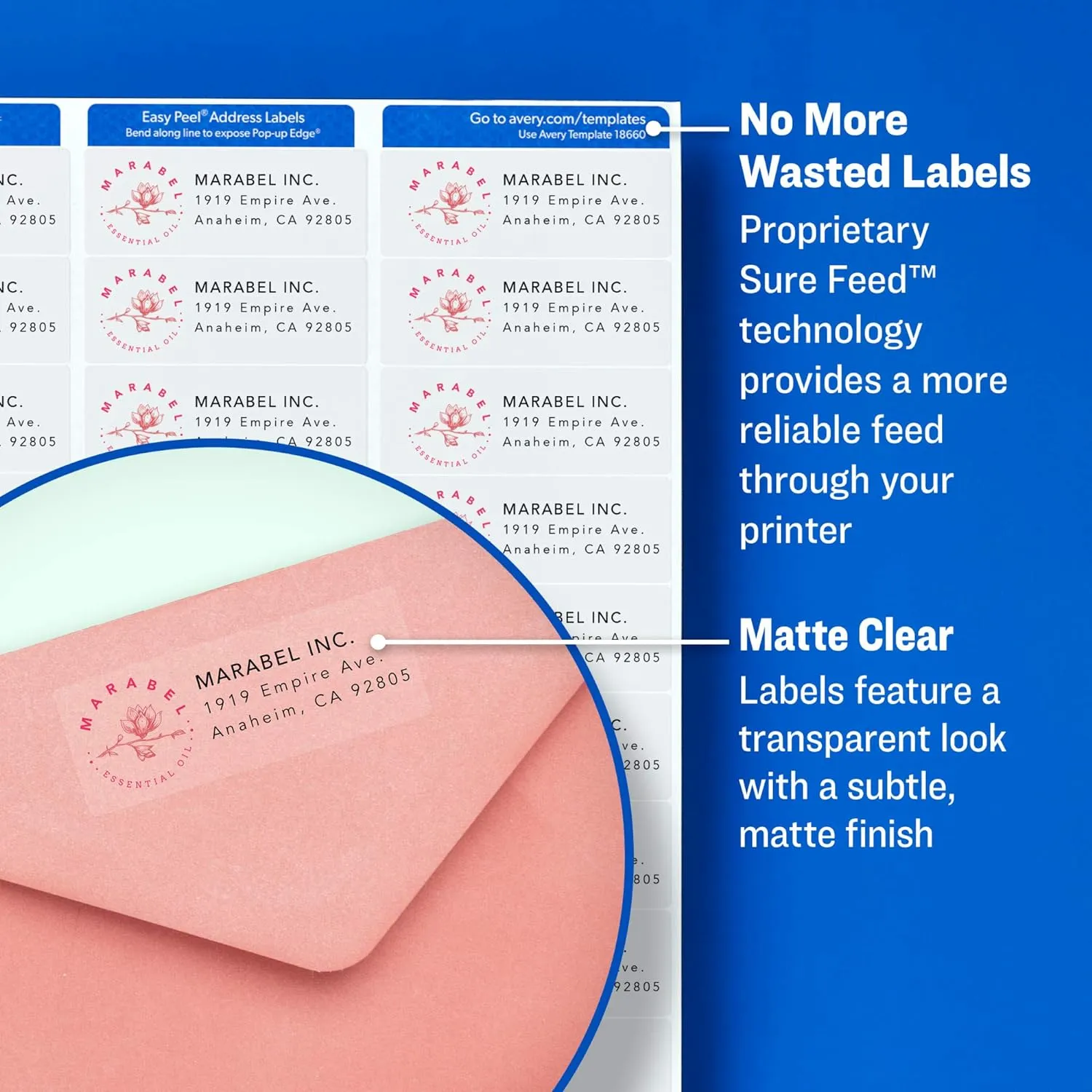 Avery Printable Return Address Labels, 0.5" x 1.75", Matte Clear, 2,000 Blank Mailing Labels (08667)