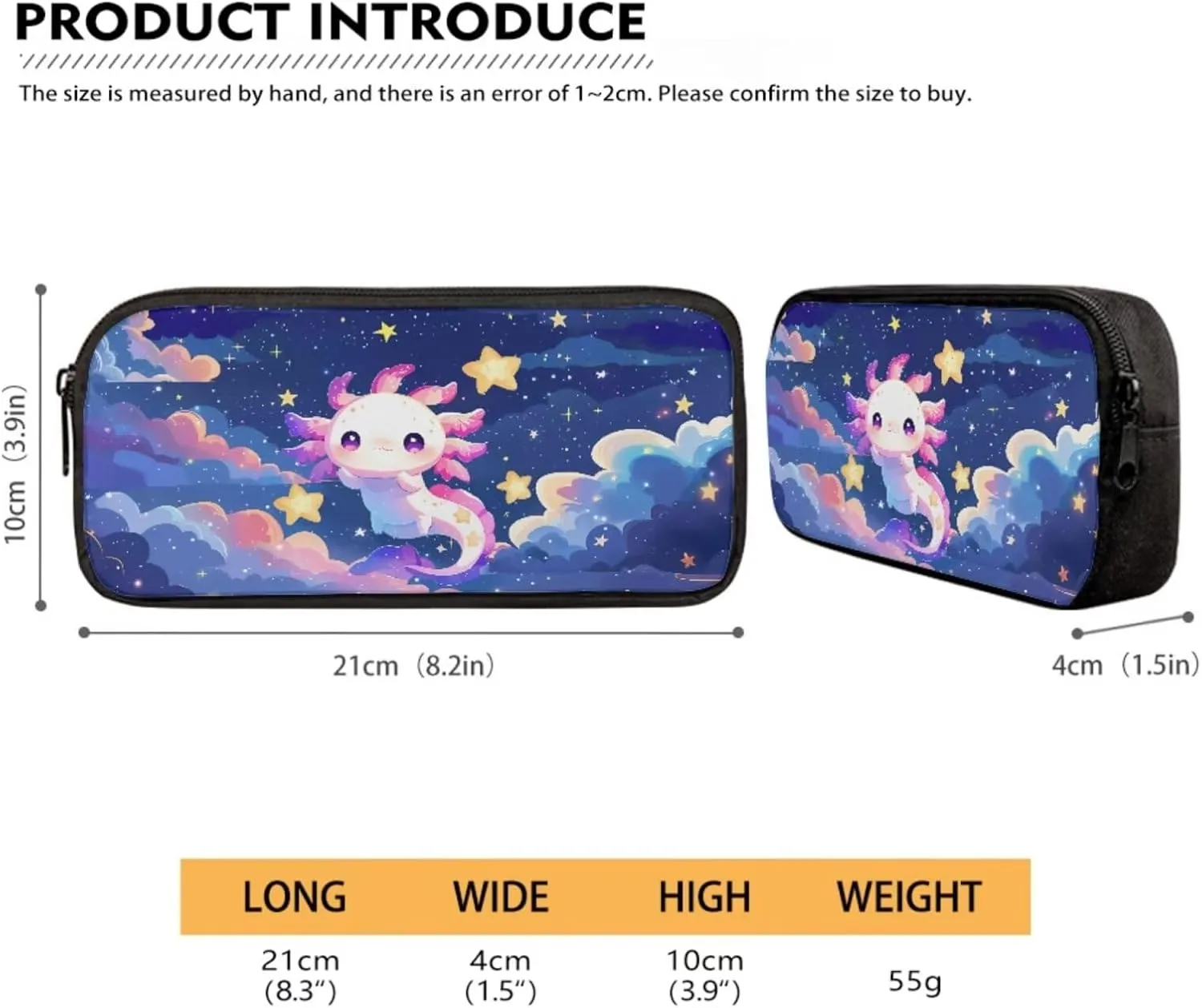 Axolotl Bookbag with Lunch Bags and Pencil Case Set Elementary School Backpack for Kids Girls Boys Teens Large Schoolbags Bagpack Rucksack Travel