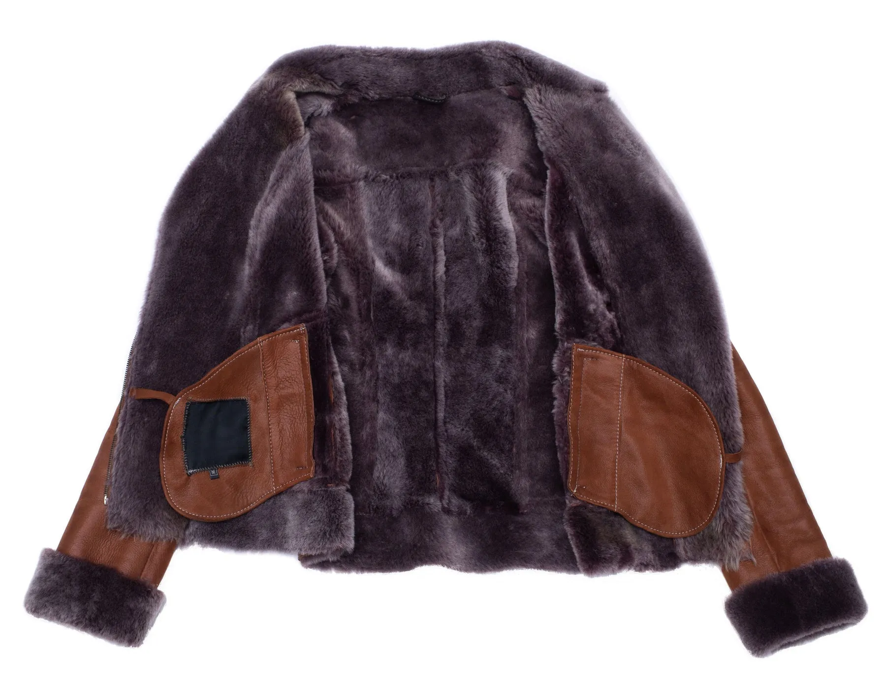 B3 RAF Bomber Brown Aviator Pilot Flying Fur Shearling Men Leather Jacket