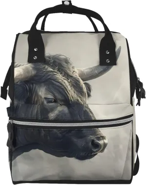 Baby Diaper Backpack,Multi-Function Travel Backpack Nappy Bags,Nursing Bag, Fashion Mummy,Roomy Waterproof For Baby Care(Mystical Bull In Fog)