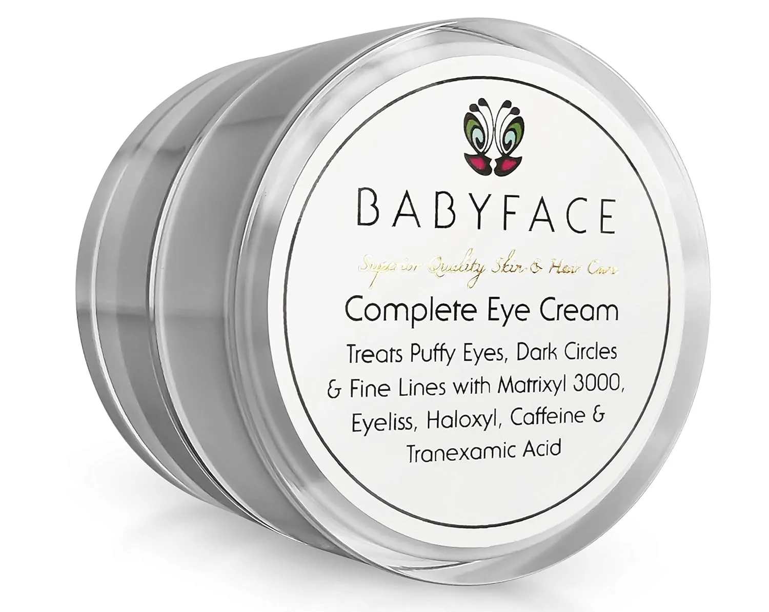 Babyface Complete Eye Cream for Dark Circles, Wrinkles, Bags & Puffy Eye Reduction Brightens & Smooths Under Eyes with Caffeine, Haloxyl, Eyeliss, & Matrixyl 3000 (36 ml)