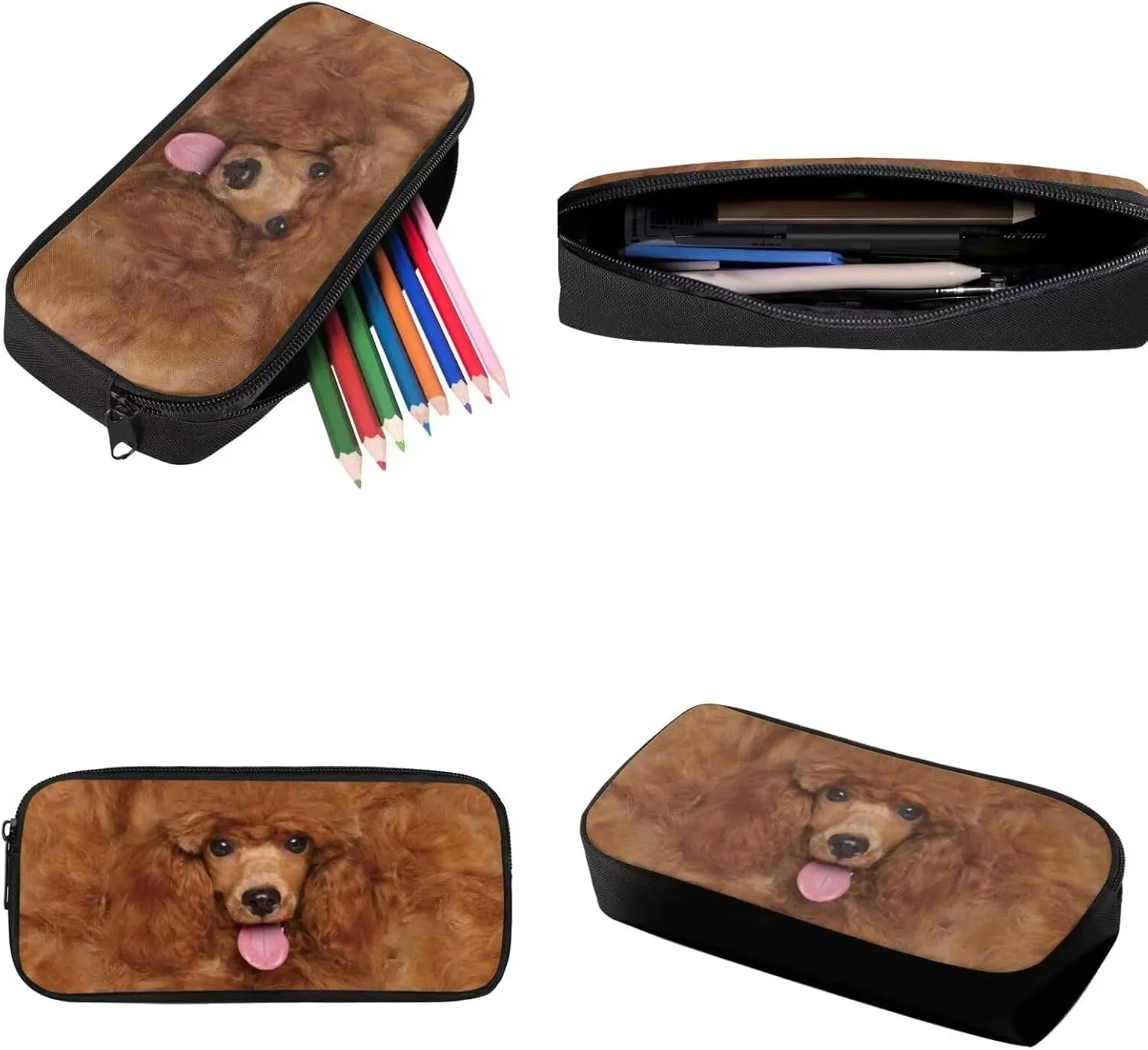 Backpack Set for Kids Girls Boys, Brown Dog Portable School Bags Daypack Book Bag Set with Insulated Lunch Bag Pencil Pouch Water Bottle Bag 4 Pcs Full Set