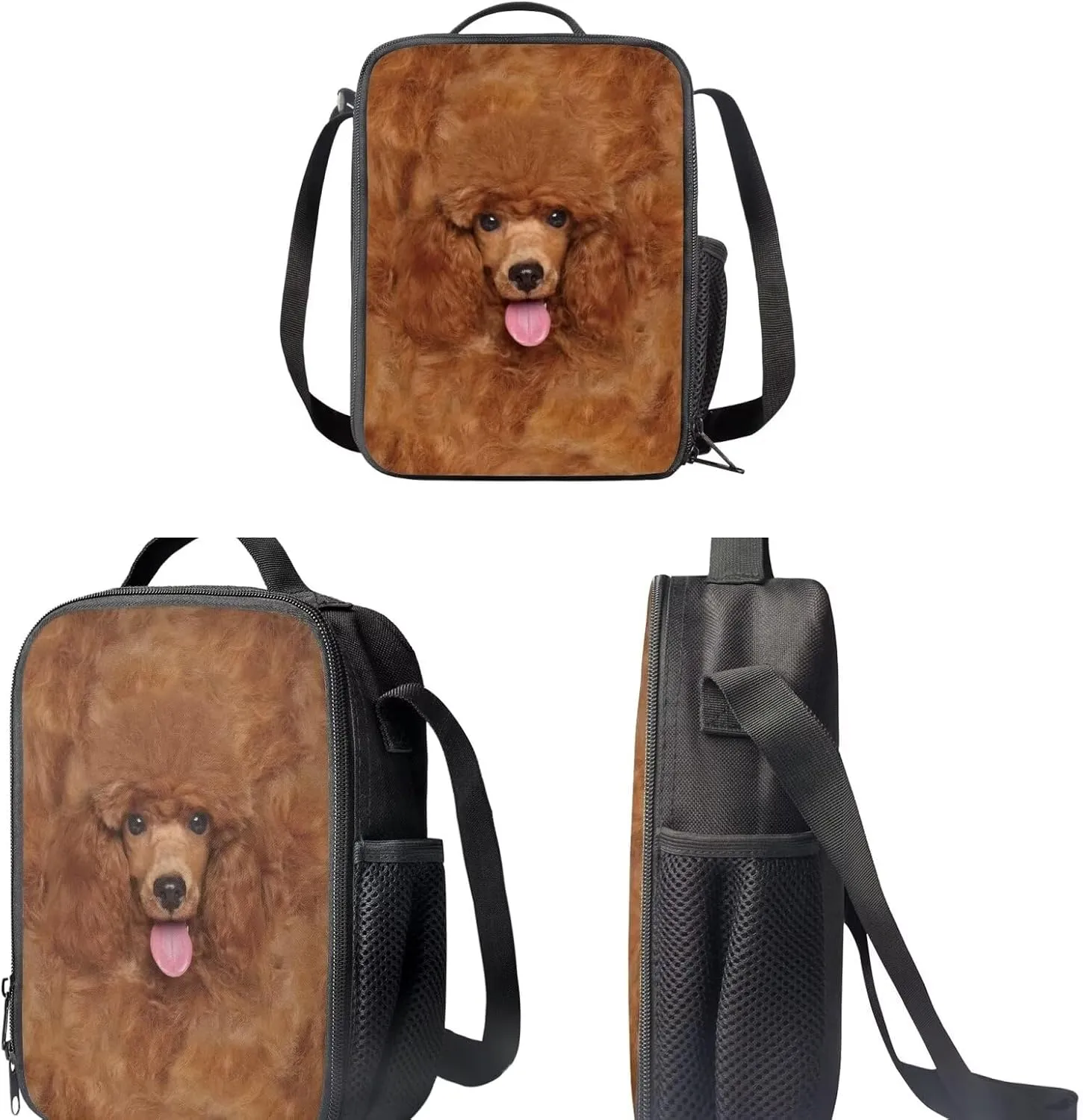 Backpack Set for Kids Girls Boys, Brown Dog Portable School Bags Daypack Book Bag Set with Insulated Lunch Bag Pencil Pouch Water Bottle Bag 4 Pcs Full Set
