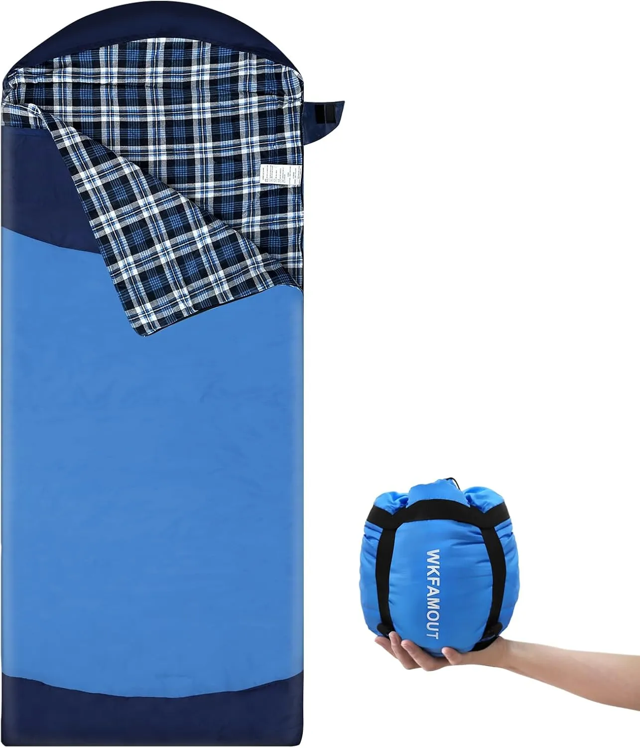 Backpacking Flannel Sleeping Bag Lightweight for Adults Hiking Ultralight Compact Sleeping Bag Portable Warm Weather Summer with Compression Sack