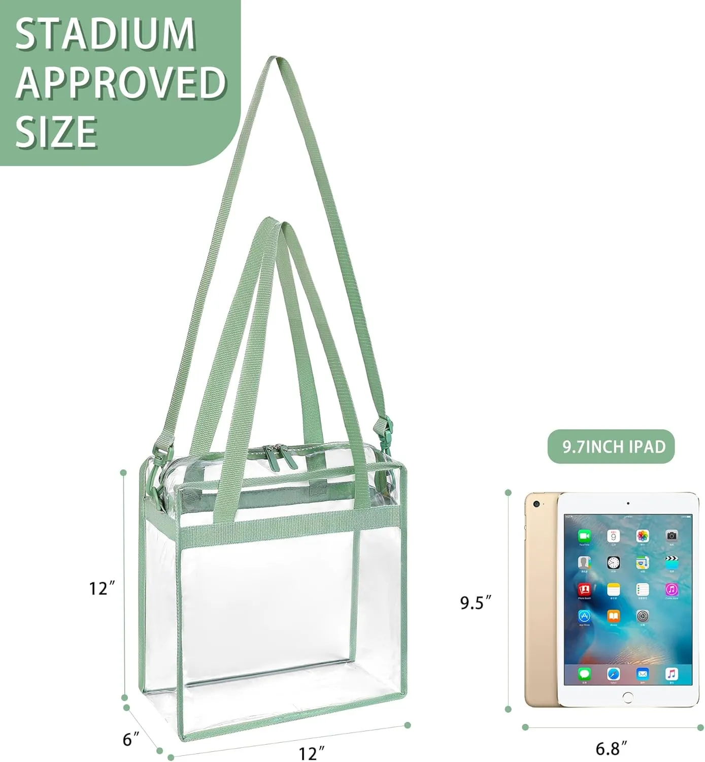 BAGAIL Clear Bags Stadium Approved Clear Tote Bag with Zipper Closure Crossbody Messenger Shoulder Bag with Adjustable Strap