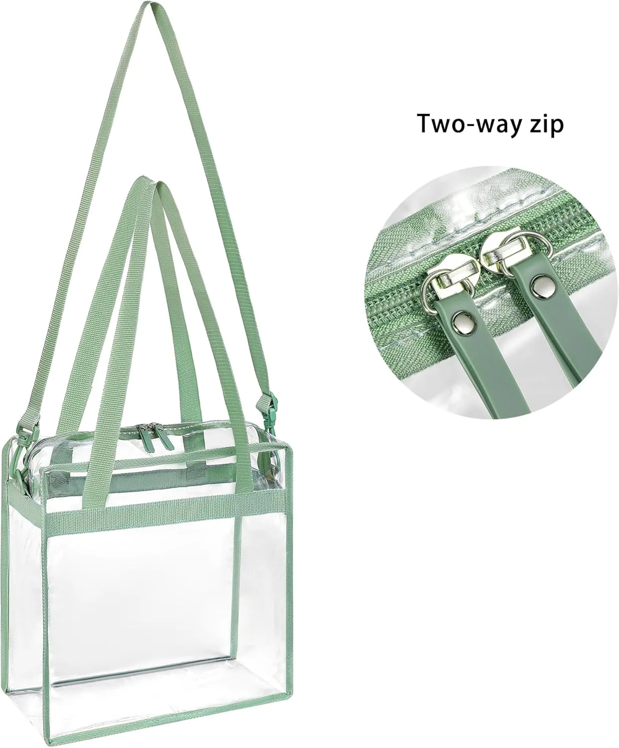 BAGAIL Clear Bags Stadium Approved Clear Tote Bag with Zipper Closure Crossbody Messenger Shoulder Bag with Adjustable Strap
