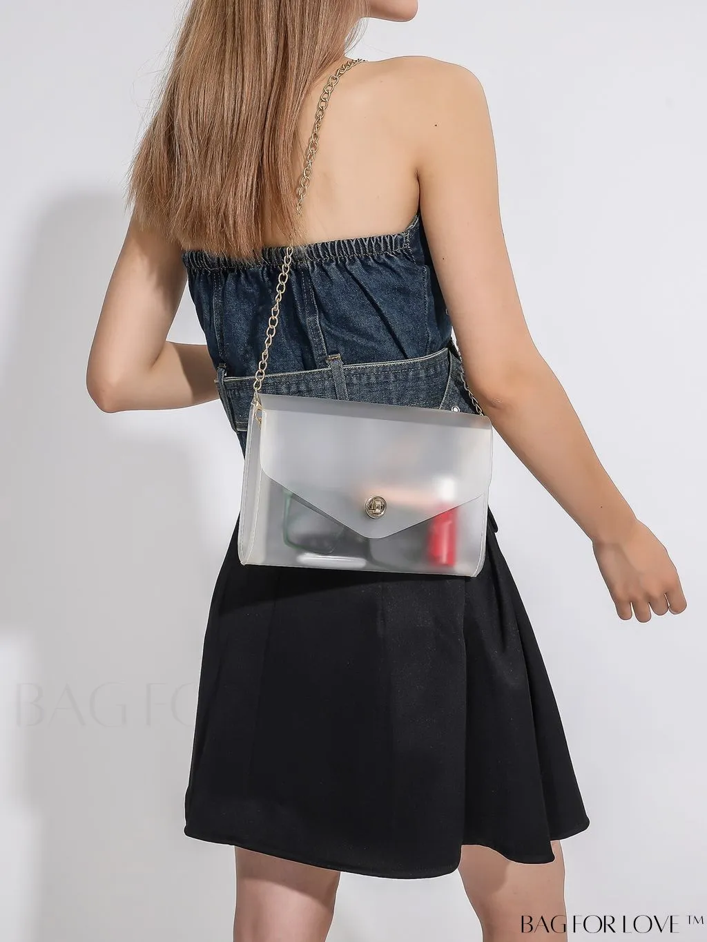 BagForLove - Chic Transparent Frosted PVC Square Crossbody Bag for Women with Flip Cover