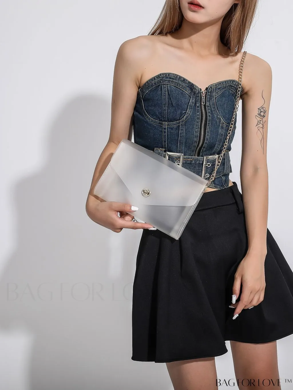 BagForLove - Chic Transparent Frosted PVC Square Crossbody Bag for Women with Flip Cover
