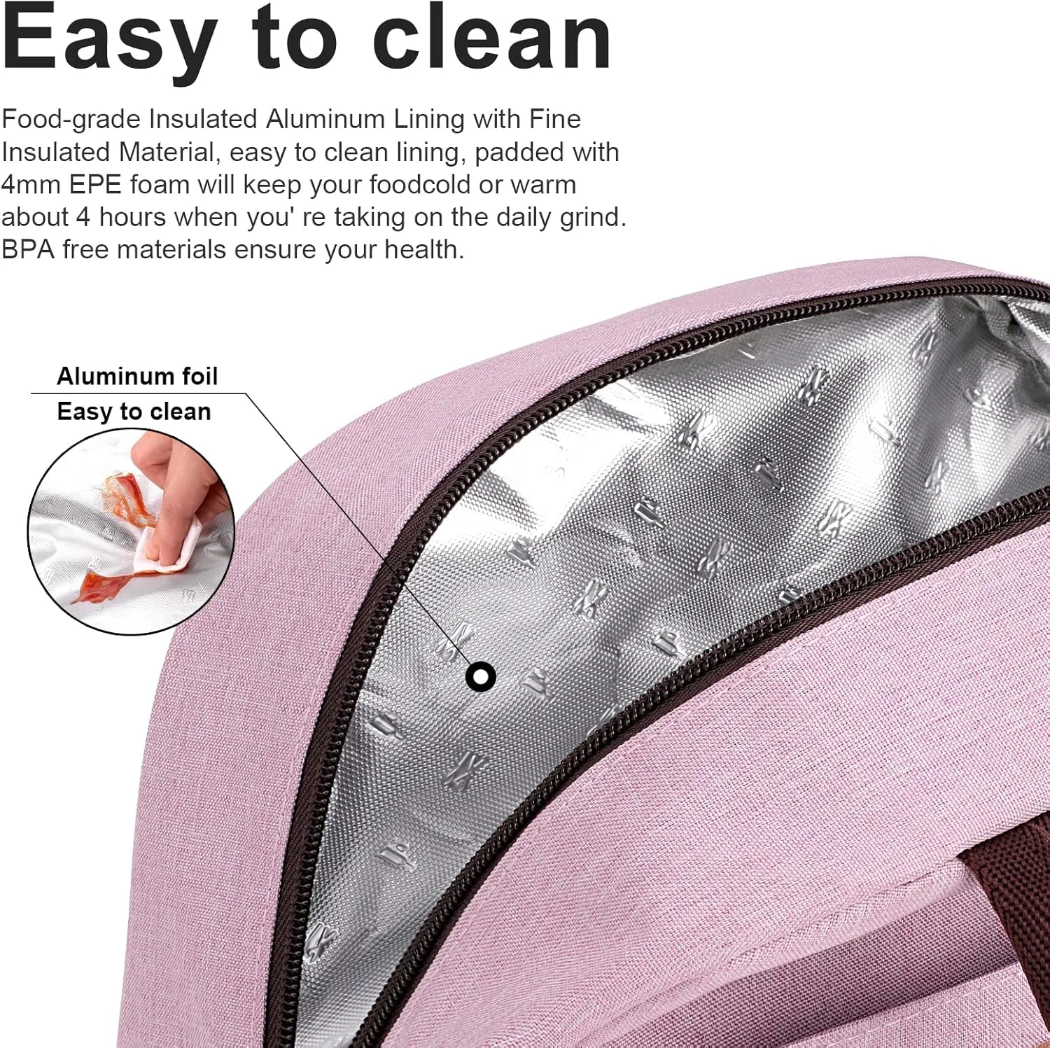 BALORAY Lunch Bag for Women Men Insulated Lunch Box for Adult Reusable Lunch Tote Bag for Work, Picnic or Travel (Pink)