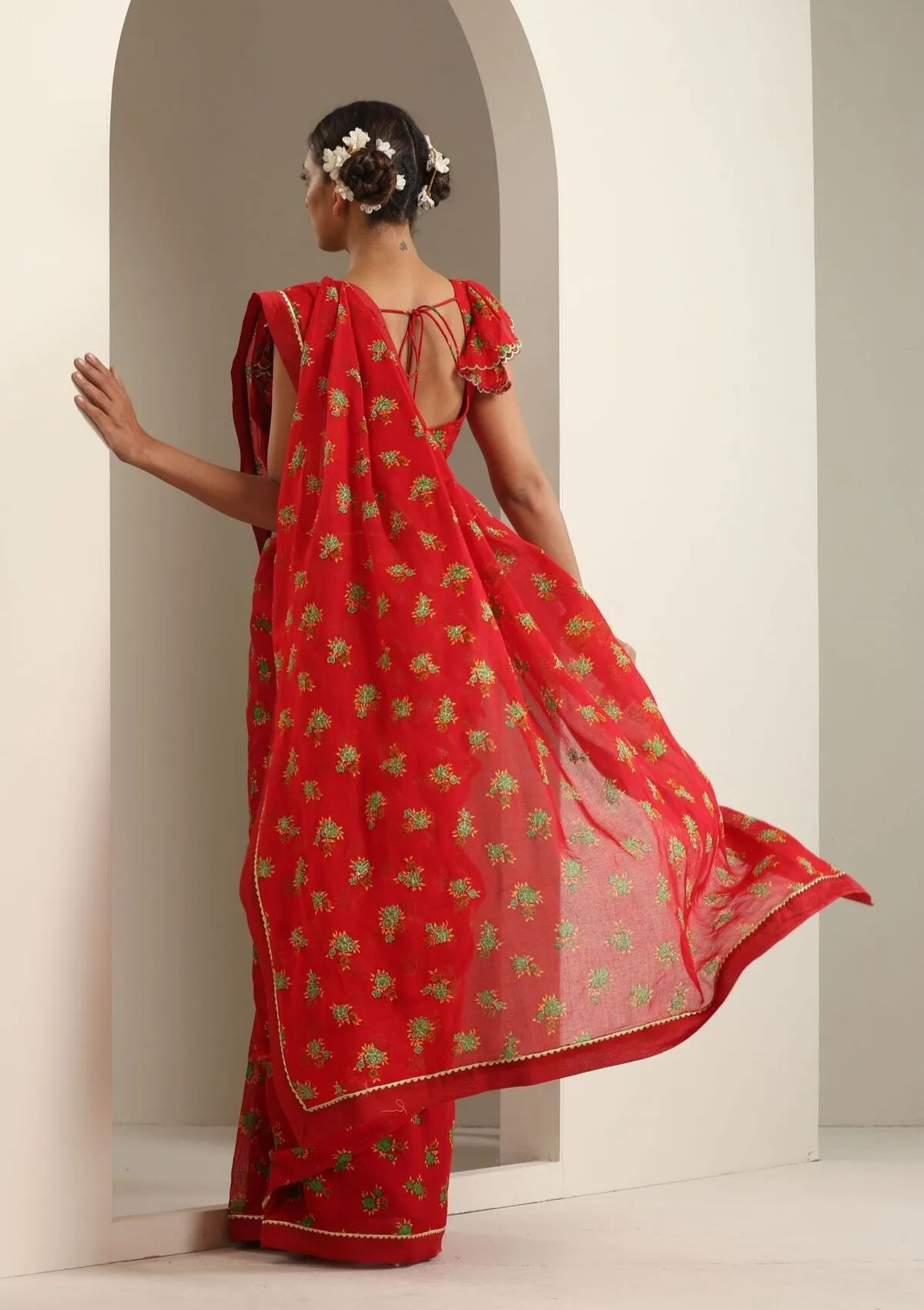 Balrampur Red Chintz Saree