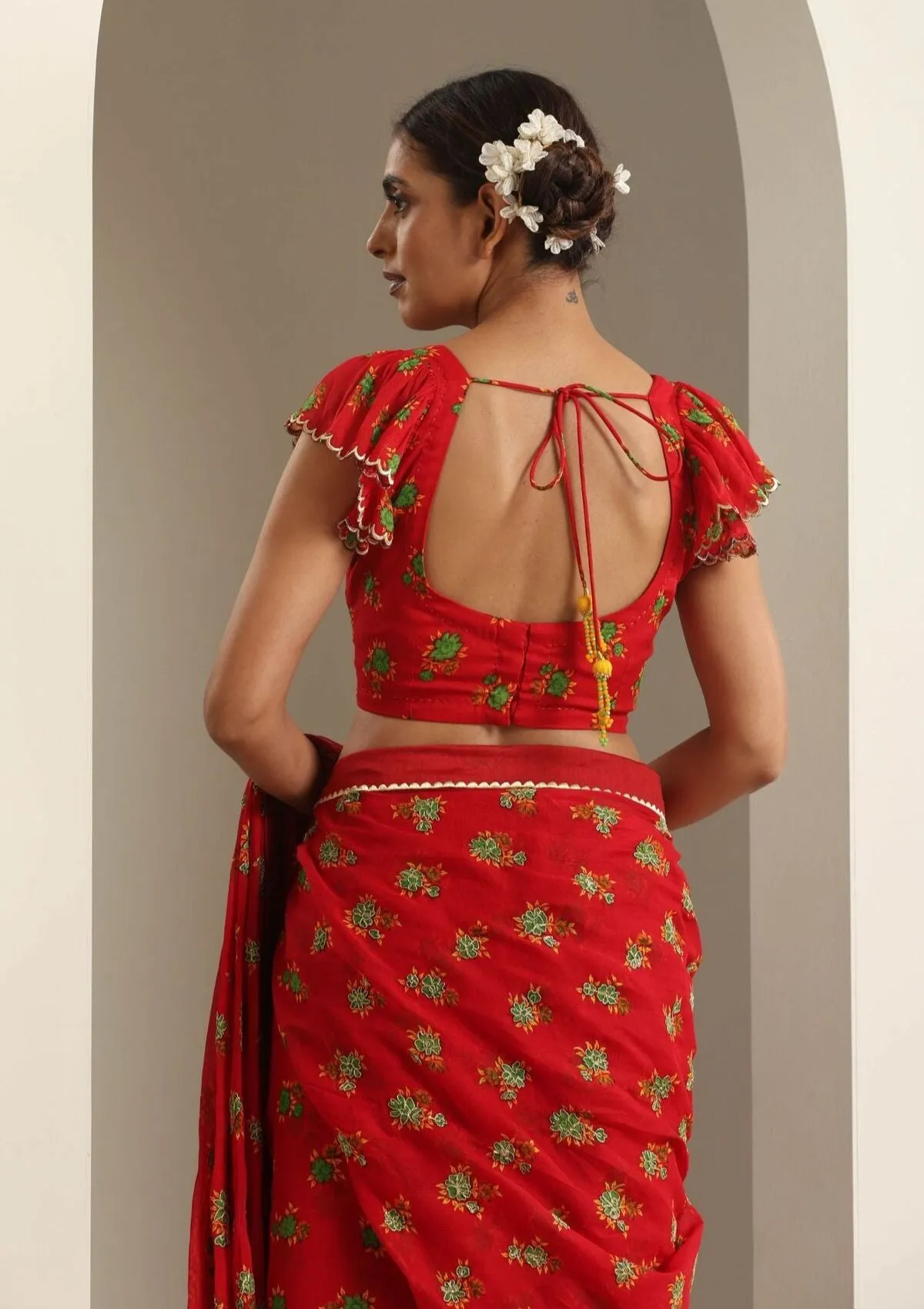 Balrampur Red Chintz Saree