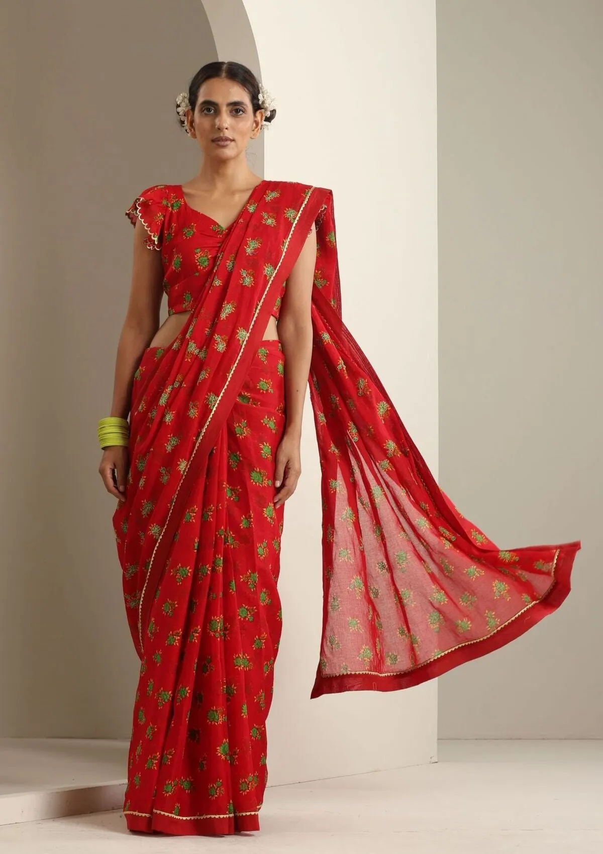Balrampur Red Chintz Saree