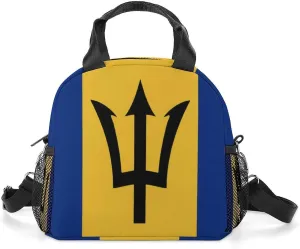 Barbados Flag Portable Lunch Box Crossbody Bag Tote Insulated with Adjustable Strap Work Beach Picnic