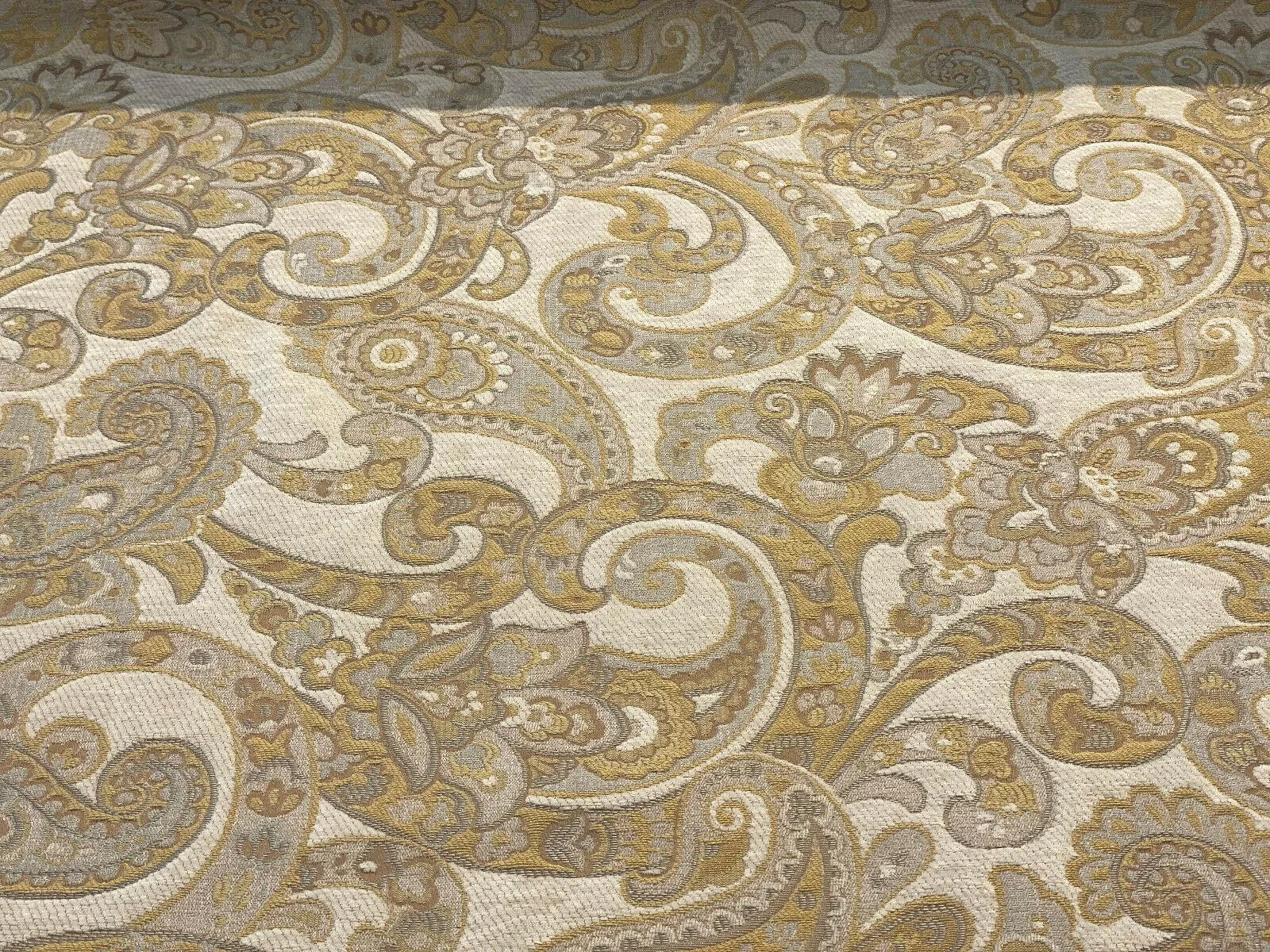 Barrow Reverly Porcelain Beige Paisley Chenille M9114 Fabric By The Yard
