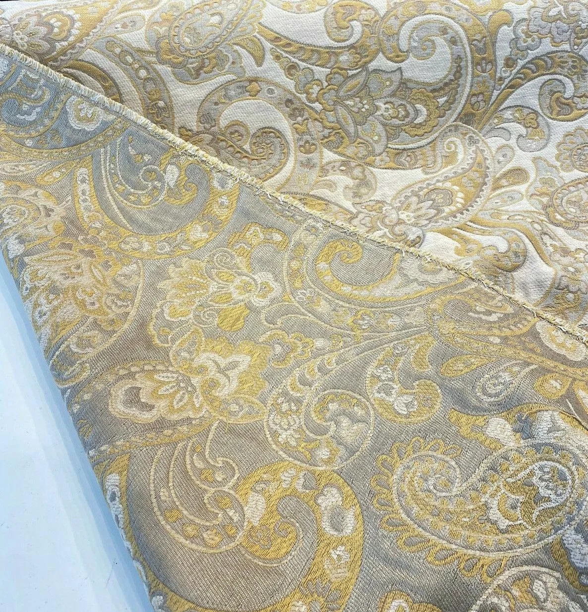 Barrow Reverly Porcelain Beige Paisley Chenille M9114 Fabric By The Yard