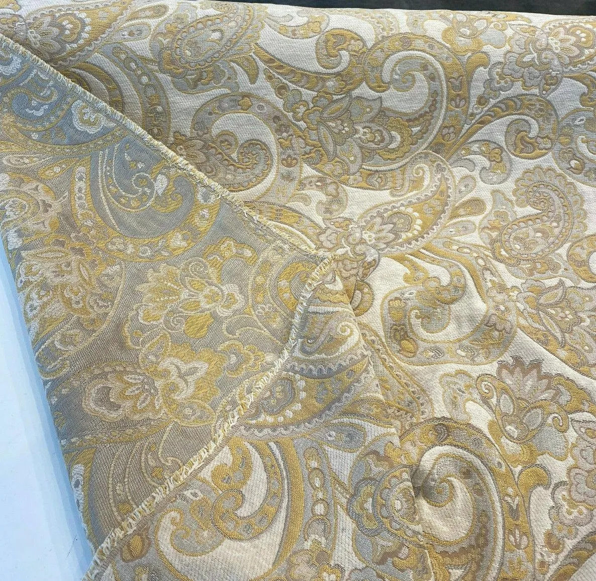 Barrow Reverly Porcelain Beige Paisley Chenille M9114 Fabric By The Yard