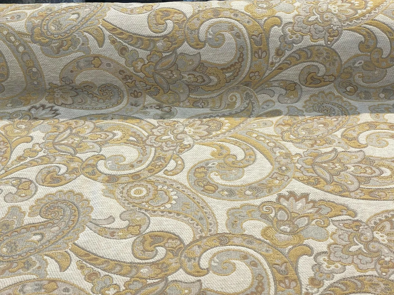 Barrow Reverly Porcelain Beige Paisley Chenille M9114 Fabric By The Yard