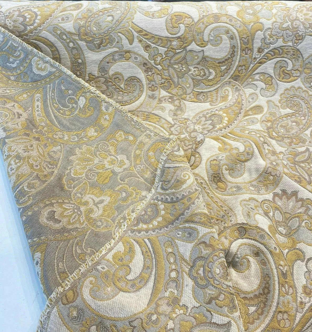 Barrow Reverly Porcelain Beige Paisley Chenille M9114 Fabric By The Yard