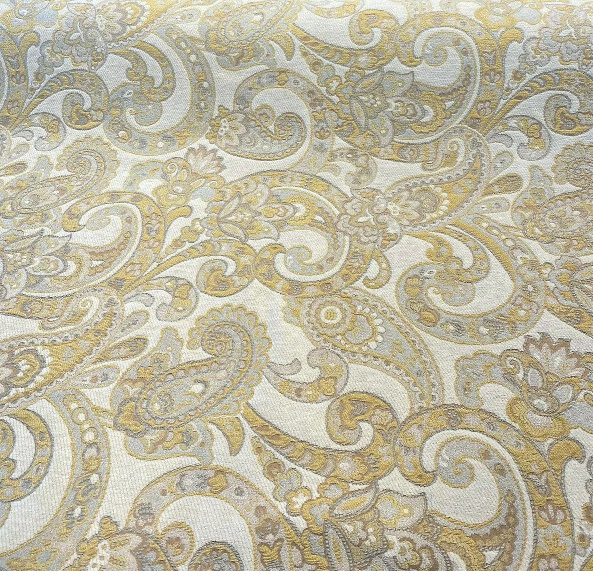 Barrow Reverly Porcelain Beige Paisley Chenille M9114 Fabric By The Yard