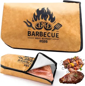 BBQ Blanket for Resting Meat - Barbecue Aluminum Insulated Bag with Wide Mouth and Zipper, Reusable Smoker Grilling Accessories for Large Brisket, Beef, Pork Shoulders and Turkeys (21 in)
